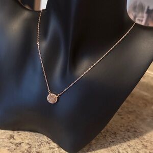 NWT BOUTIQUE SHINING Rose Gold GLITTER Pendant Necklace